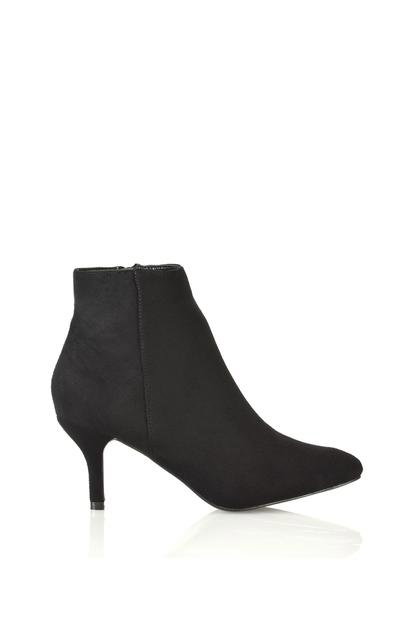 Black 'Anastsia' Low Mid Kitten High Heel Stiletto Zip-Up Ankle Boots