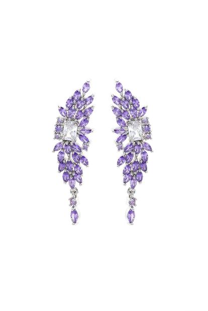 Purple Dazzling Dainty Drop Earrings