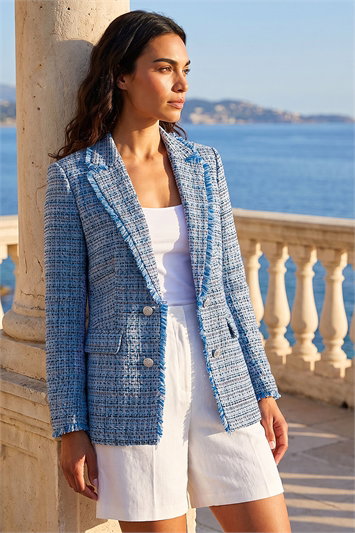 Frayed Edge Boucle Check Jacket 15024609