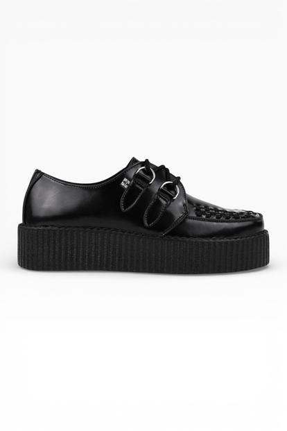Black Viva High Creeper Leather Goth Shoes