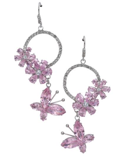 Pink Butterfly Wreath Drop Earrings