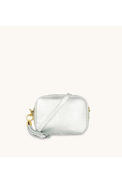 Metallic The Tassel Silver Leather Crossbody Bag