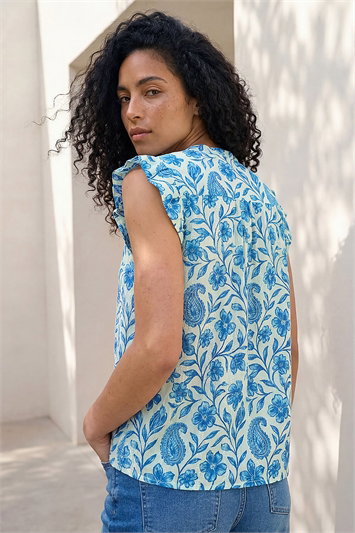 Floral Contrast Frill Top 20251909