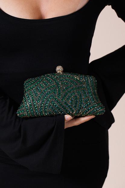 Green Embellished Clutch Bag