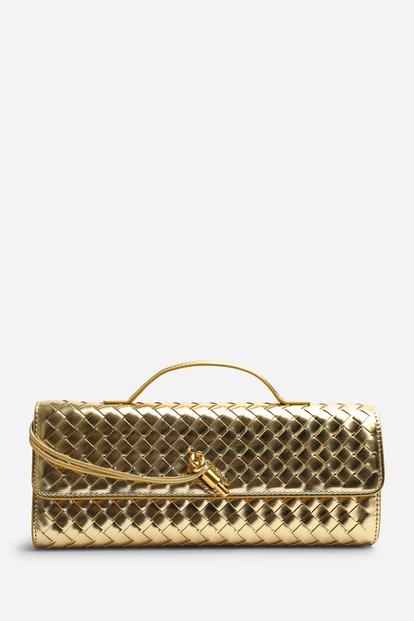 Black Petal Envelope Style Woven Clutch Bag