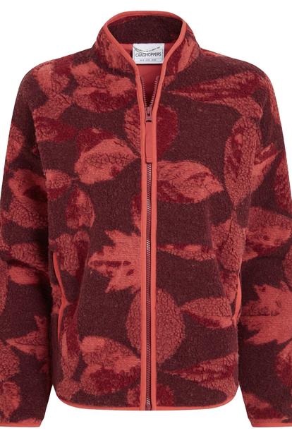 Red Catalina Leaf Print Fleece Jacket