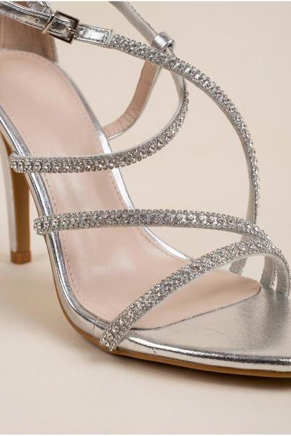 Metallic Zinnia Rhinestone Embellished Strappy Sandals