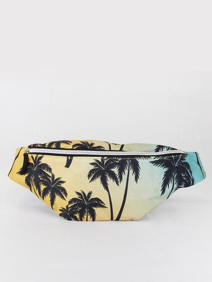 Green Multicolour Palm Print Cross Body Bag