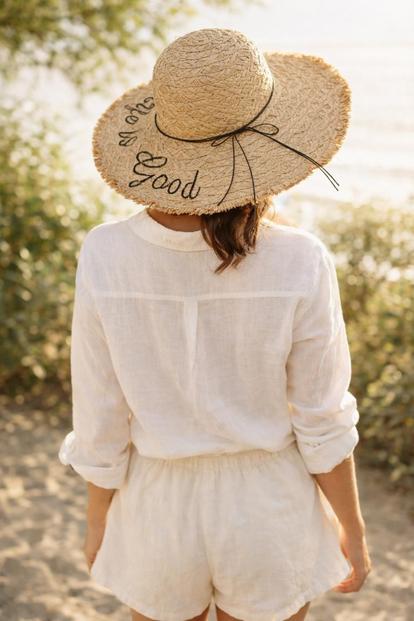 Cream Life Is Good Straw Sun Hat
