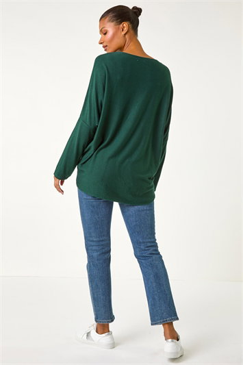 Dragonfly Print Sequin Knitted Stretch Top 19376134
