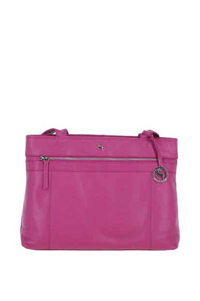 Black 'Derry' Classic Real Leather Zipped Shoulder Bag