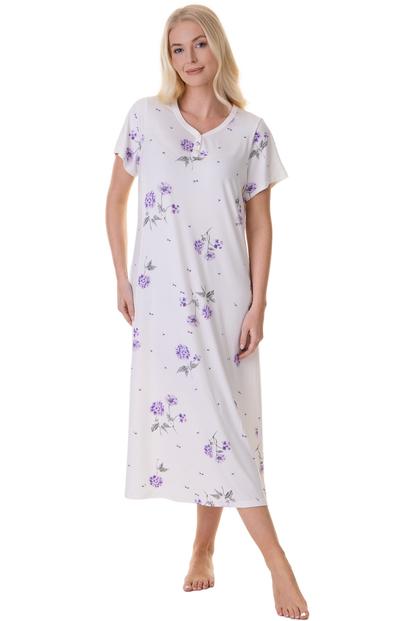 Purple Floral Short Sleeve Nightdress