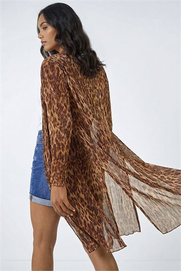 Metallic Animal Print Plisse Kimono 19340489
