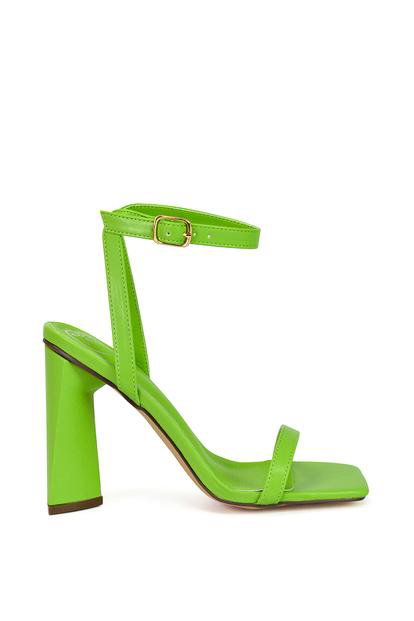 'Max' Strappy Square Toe Sculptured Block High Heel Sandals M000023537