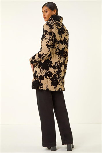 Floral Flock Detail Padded Coat 12038224