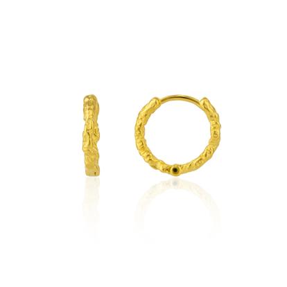 Metallic Molten Wavy Sterling Silver Textured Hoop Earring