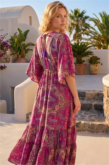Paisley Print Boho Maxi Dress 14492632