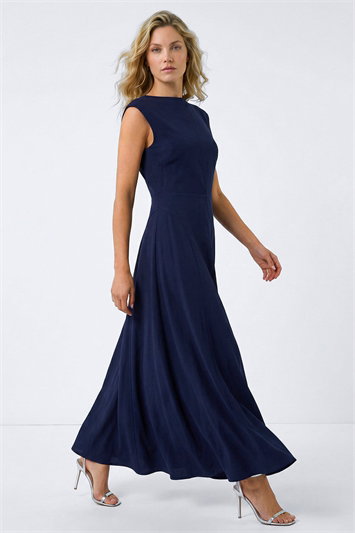 Blue Fit & Flare Midi Dress
