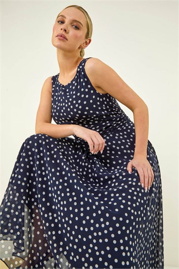 Petite Polka Dot Ruched Maxi Dress 14822960
