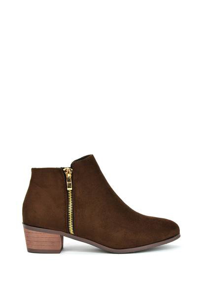 Black 'Alberto' Low Heel Zip Up Ankle Boots