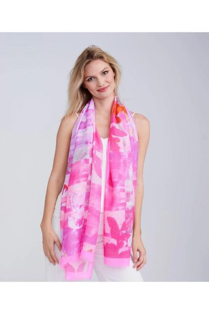 Pink Lyra - Lightweight Printed Spring Scarf - Hot Pink