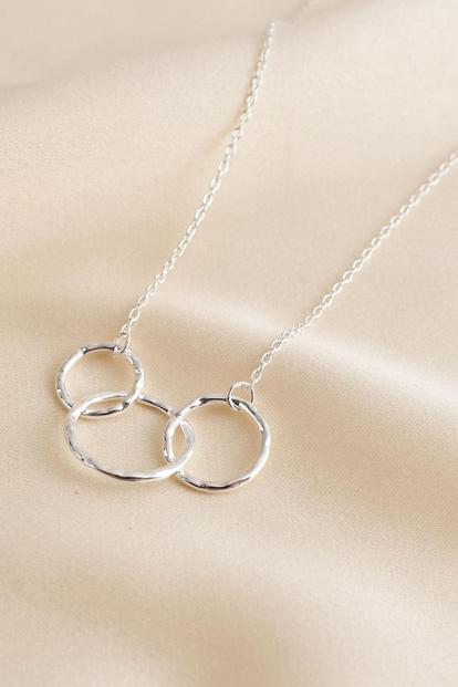 Metallic Sterling Silver Three Circles Necklace