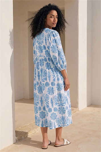 V-Neck Floral Shirt Dress 14894409