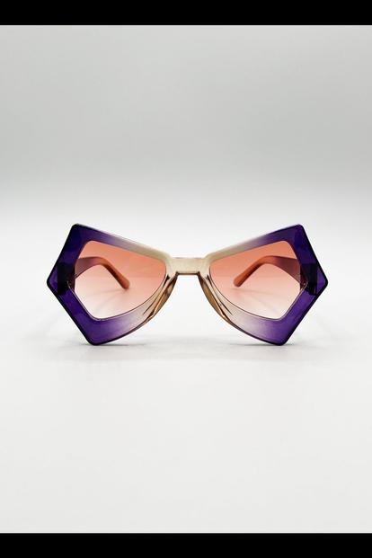 Purple 2 Tone Angular Sunglasses In Purple