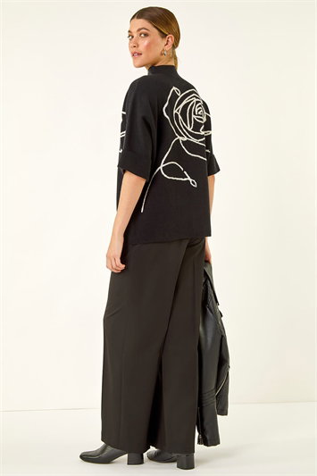 Rose Motif High Neck Knit Jumper 16212408