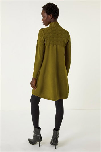 Yoke Stitch High Neck Knit Dress 14712563