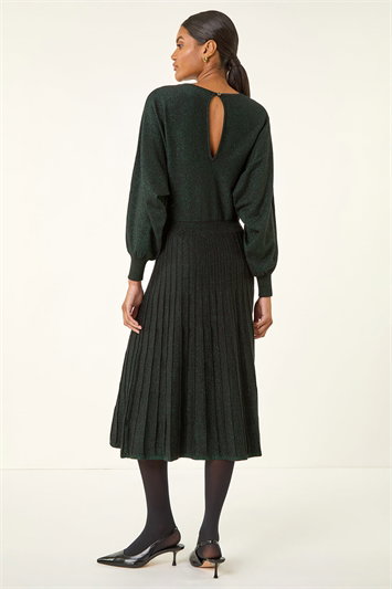 Shimmer Pleated Knit Midi Dress 14802434