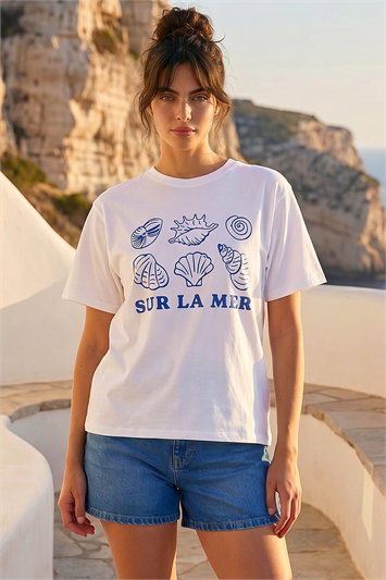 Dusk Shell Print Stretch T-Shirt 19500309