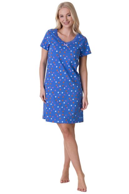 White Polka Dot Print Cotton Nightshirt