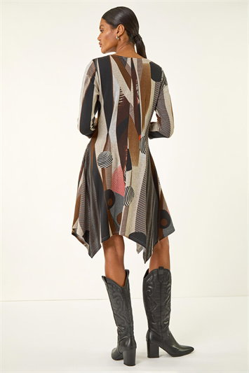 Geo Print Hanky Hem Stretch Dress 14776889