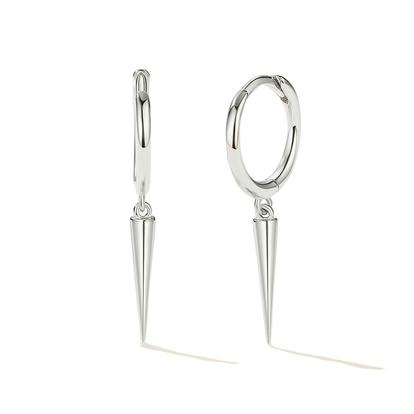 Metallic Dainty Spike Huggie Small Hoop Sterling Silver Earrings