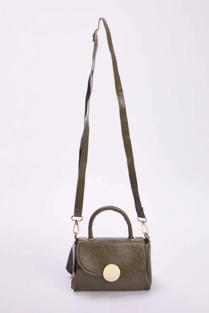 Black Mini Flap Over Cross Body Bag With Top Handle