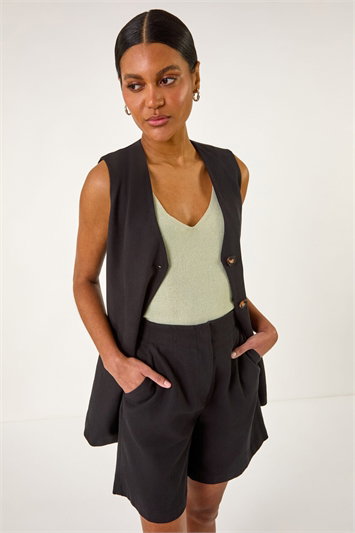 Black Smart Twill Pocket Shorts