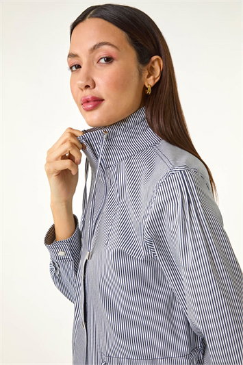 Blue Stripe Stretch Safari Jacket