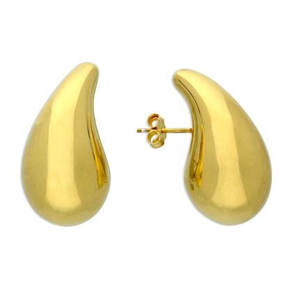 Metallic Statement Gold Plated Teardrop Style Stud Earrings