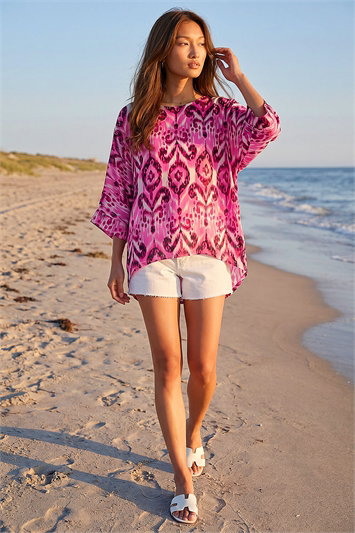 Ikat Print Tunic Top 20199872