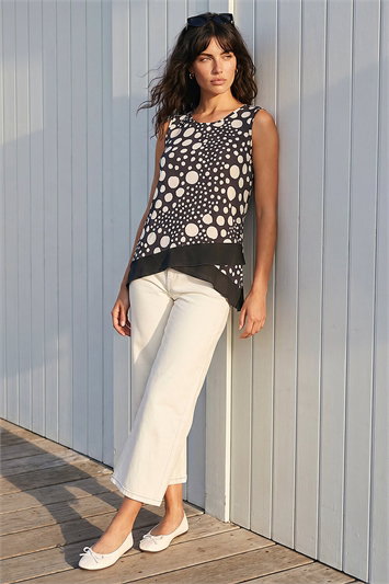 Spotted Print Asymmetric Vest Top 19428808