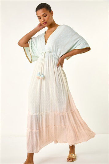 Blue Ombre V-Neck Maxi Dress
