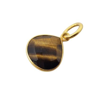 Brown 18Ct Gold Plated Tiger's Eye Heart Birthstone Pendant