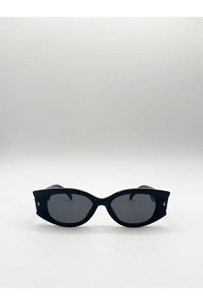 Black Oval Rectangular Vintage Sunglasses