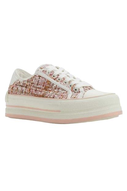 Pink Rayes Tweed Trainers