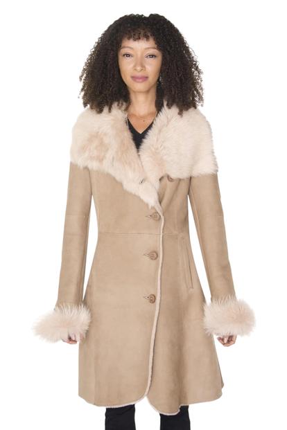 Black Toscana Collar Merino Shearling Coat