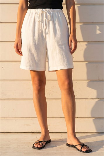 Petite Linen Blend Drawstring Shorts 18107594