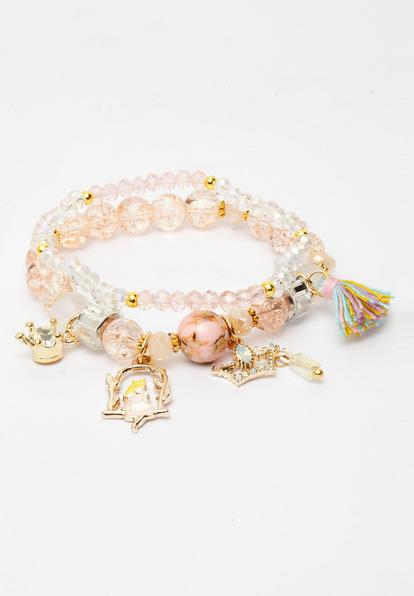 Orange Double String Boho Bracelets With Tassel And Charms