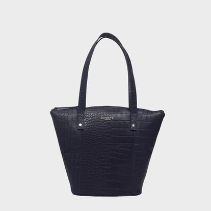 Black 'Melanie' Croc Real Leather Unlined Bucket Bag