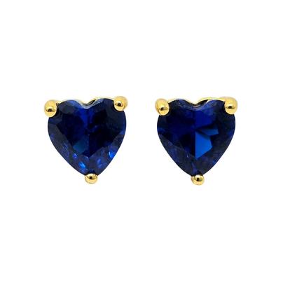 Metallic Sapphire Heart September Birthstone Stud Earrings